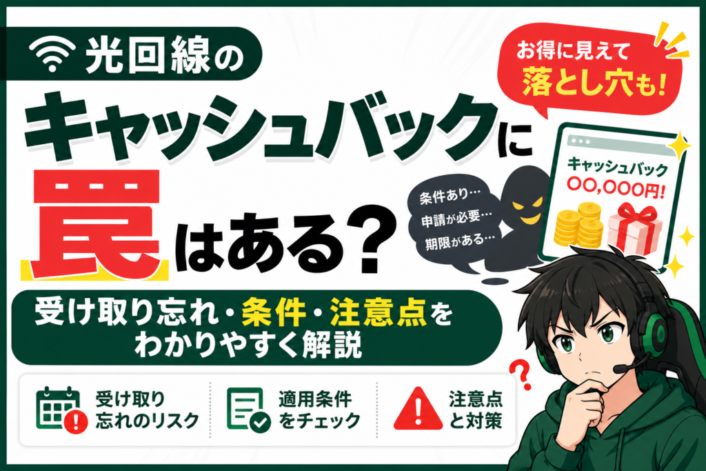 光回線　キャッシュバック　罠