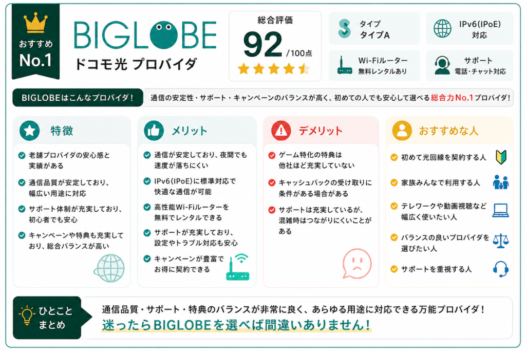 BIGLOBEインターネットプロバイダ比較