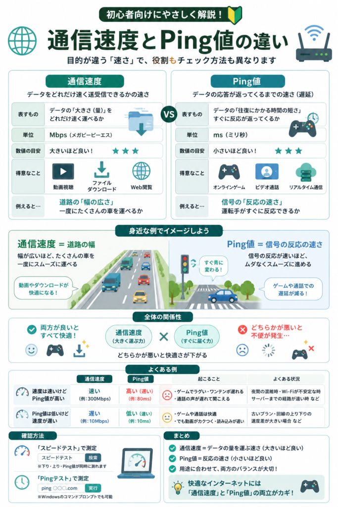 通信速度とPing値の違い