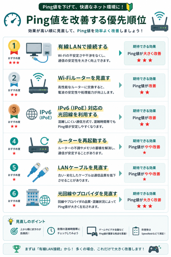 Ping値を改善する方法