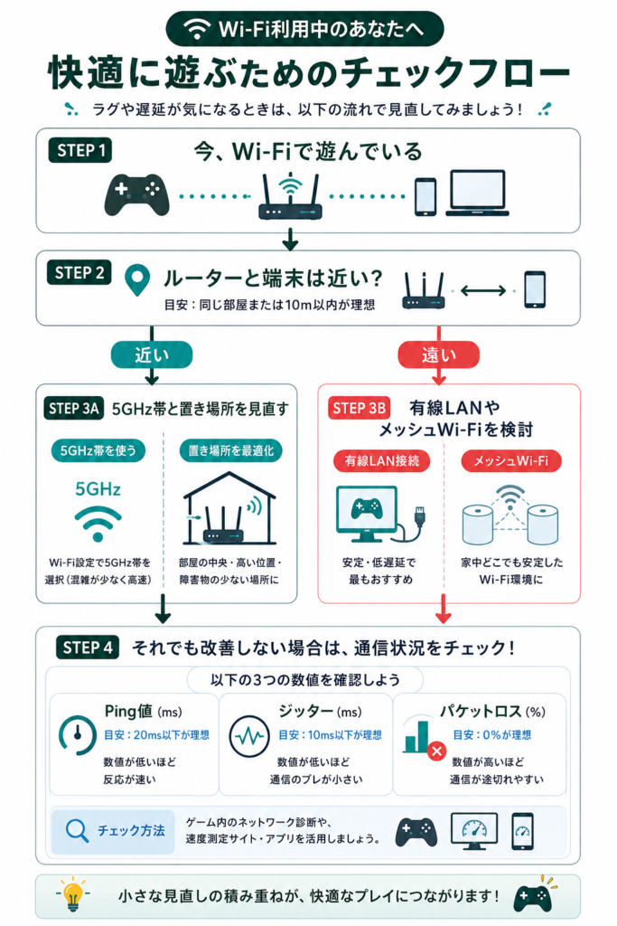 Wi‑Fi快適プレイチェックフロー
