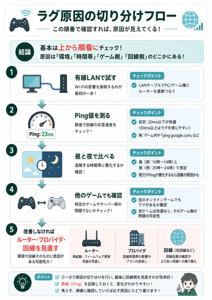 ラグ原因の切り分けフロー