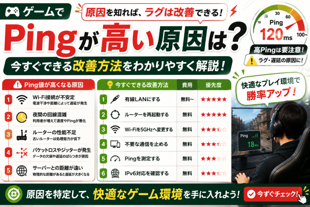 ゲーム Ping値 高い