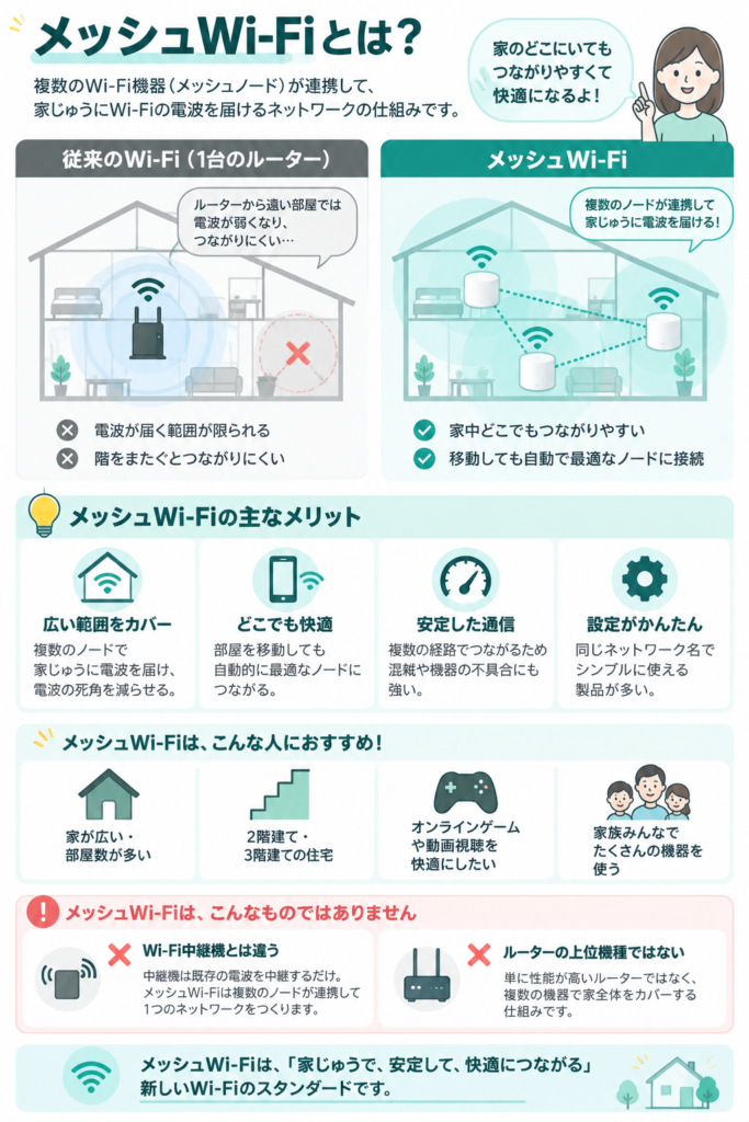 メッシュWi‑Fiで家中快適接続